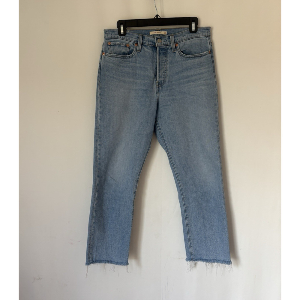 Levis Wedgie Straight 29 Blue Raw Edge Womens Button Fly 30x25